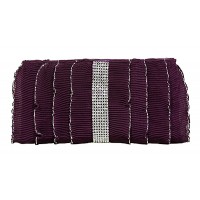 Evening Bag - 12 PCS - Pleated Glittery w/ Trimmed Ruffles - Purple -BG-92233PU